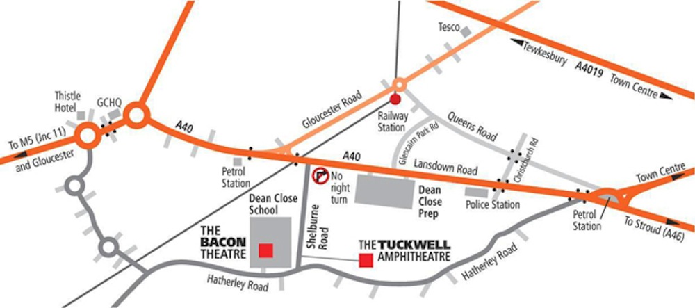 Map of Bacon Theatre and Tuckwell Amphitheatre 